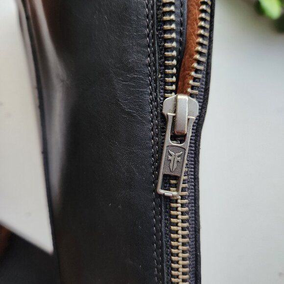 NEW 9.5 Frye Melissa Equestrian Black Zip Tall Boots - Picture 9 of 16